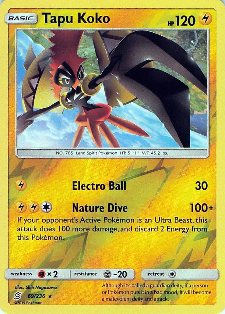 Tapu Koko 69/236 - REVERSE HOLO - SM - Unified Minds - NM