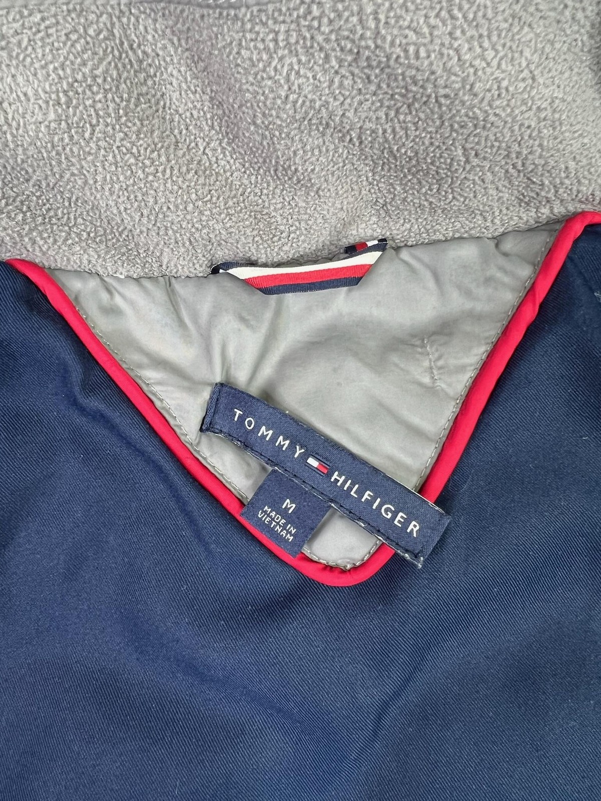 Tommy Hilfiger Puffer Coat Womens Medium Gray Faux Fur Hood Primaloft Insulated thumbnail 9