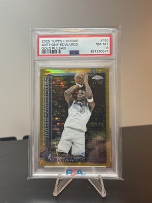 2025 Topps Chrome Anthony Edwards Gold Pulsar /50 PSA 8 NM-MT #151