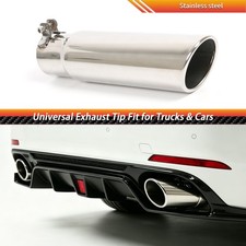 2.5 Inlet 3 Outlet 12 Overall Long Chrome Stainless Steel Silver Exhaust Tip
