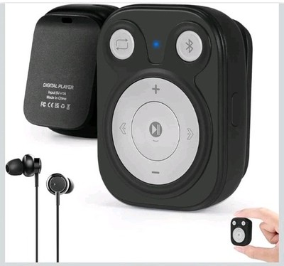 Mini MP3 Player withtooth 5.3, 64GB Portable Music Player with Sports Black