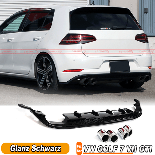 Für VW GOLF 7 VII GTI MK7.5 R Glanz Schwarz Heckdiffusor Diffusor Spoiler Lippe - Picture 1 of 13