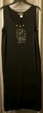 Classics Carol Anderson Dress Women Medium Black Maxi Tank Graphic Vintage Artsy