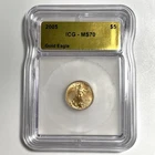 2005 Gold American Eagle $5 ICG MS70 1/10Oz Gold Coin Top Grade USA Gold Label