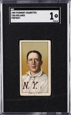 1909 PIEDMONT CIGARETTES T206,  PORTRAIT RED AMES SGC 1