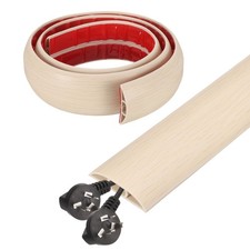 4ft D Cord Cover Floor W0.5" x H0.3" Hide Cable Wire Covers Wood Beige