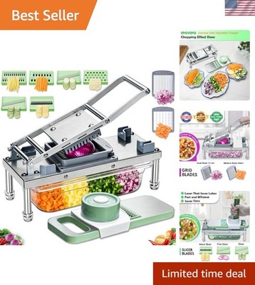 Versatile Stainless Steel Food Cutter & Grater with 8 Blades - Effortless Prep!