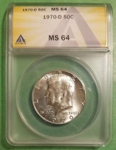 1970-D 50c Silver Low Mintage Key Date MS64 Kennedy Half Dollar
