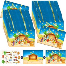 120 Sheets Christmas Nativity Stickers Make a Jesus Scene Crafts Kit Nativity...