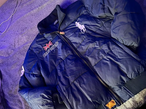 Polo Ralph Lauren Men's Navy Puffer Jacket Full Zip Stand Collar GB Embroidered - product listing photo