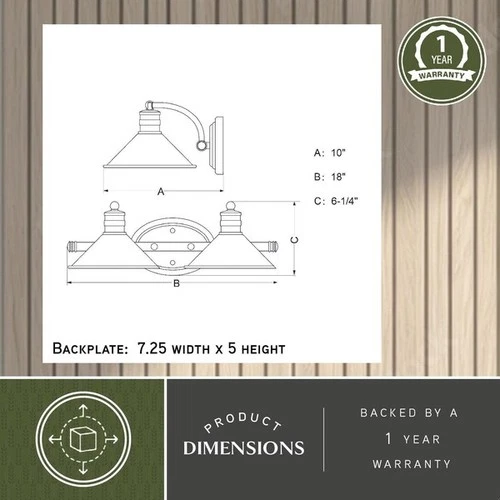 VAXCEL W0284 Akron 2 Light Bronze Farmhouse Barn Bathroom Vanity Fixture - Picture 10 of 10