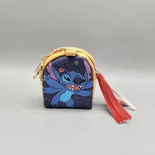 Disney Lillo & Stitch Mini Backpack Keychain Coin Purse Holder Pouch 3.5" Yellow