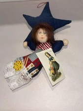 Patriotic Quilted Look Shooting Star Traditional Cloth Doll Wilifried E. Axsmith