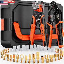 Spade Connector Crimping Tool Kit 24-14 AWG Ratchet Crimper with 40 Types 2.8/4.
