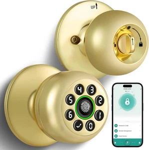 Fingerprint Door Lock, Smart Fingerprint Door Knob with Keypad, Biometric Door