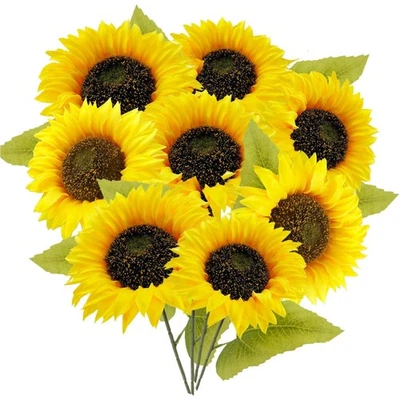 8 Stück Kunstblumen Sonnenblumen Seidenblumen 30cm Dekoration Garten Hochzeit - Bild 1 von 4