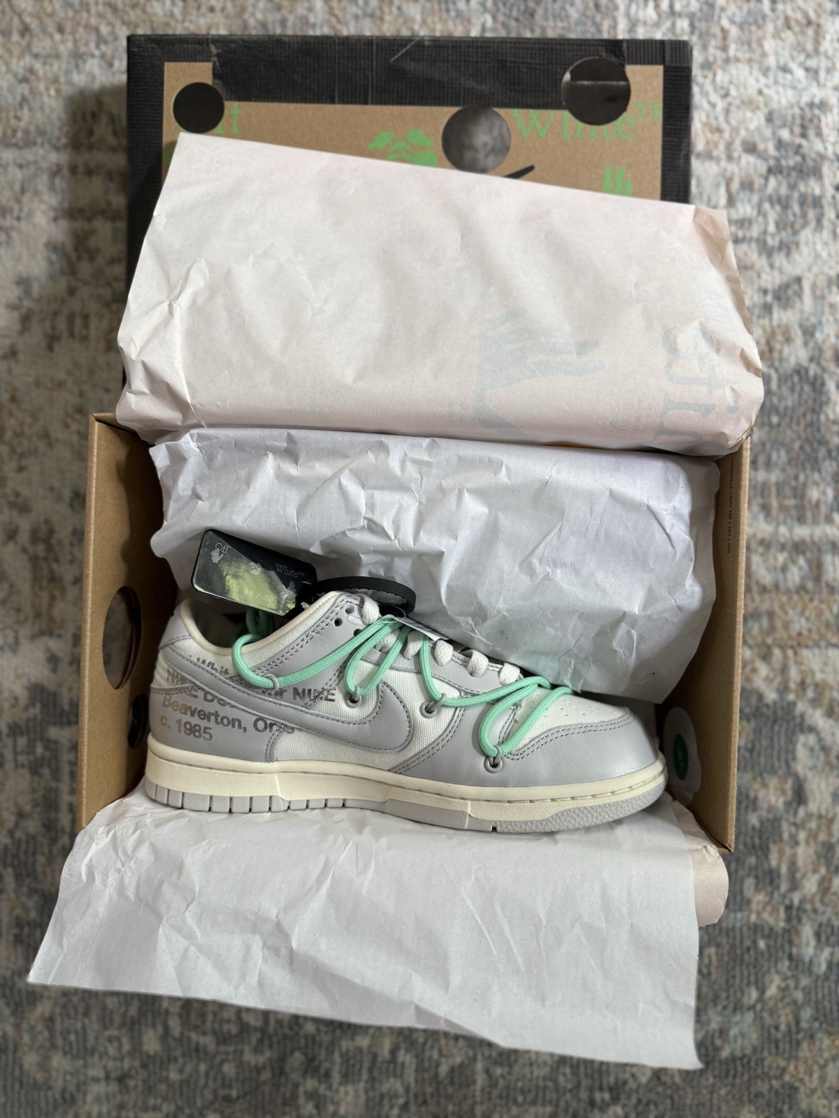 OFF WHITE X NIKE Taglia 5 5 Nike Off White x Dunk Low Lotto 04 di 50