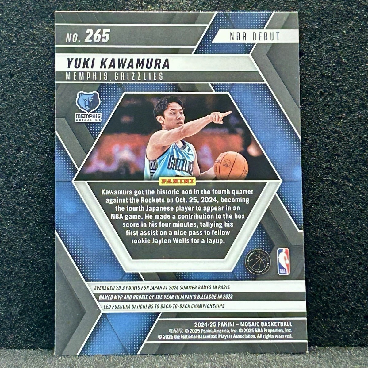 Yuki Kawamura Rookie Card NBA Debut 2024-25 Panini Mosaic #265 | eBay