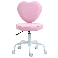HOMCOM Heart Love Shaped Back Design Office Chair with Adjustable Height and 360