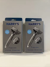 LOT OF  2 Harry's Smoke Chrome Men's Razor. 1 Razor Handle + (2) 5 Blade Refills