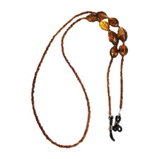 VTG Acrylic Faceted Faux Amber-Glass Seed Bead Eyeglasses Holder Glasses Chain
