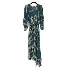 YFB Young Fabulous & Broke Green Tie Dye Maxi Wrap Dress Large Boho Long Sleeve