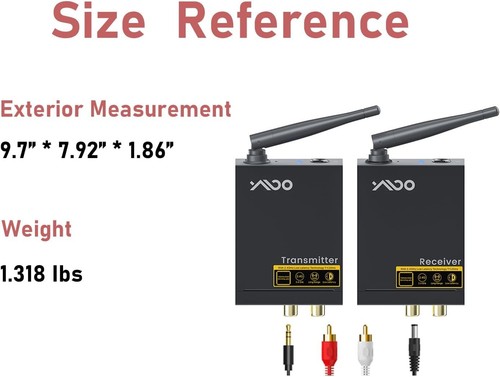 YMOO Wireless Audio Transmitter and Receiver for TV/PC to Speaker, Wireless - Picture 9 of 9