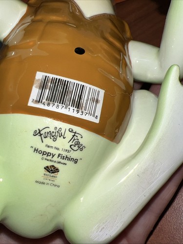 Adorable Retired Westland Giftware Fanciful Frogs “Hoppy Fishing” Collectible - Picture 9 of 11