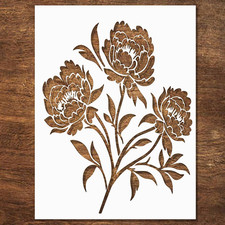 Peonies Stencil - Flower Stencils for Painting on Wood, Canvas, Paper, Fabric...