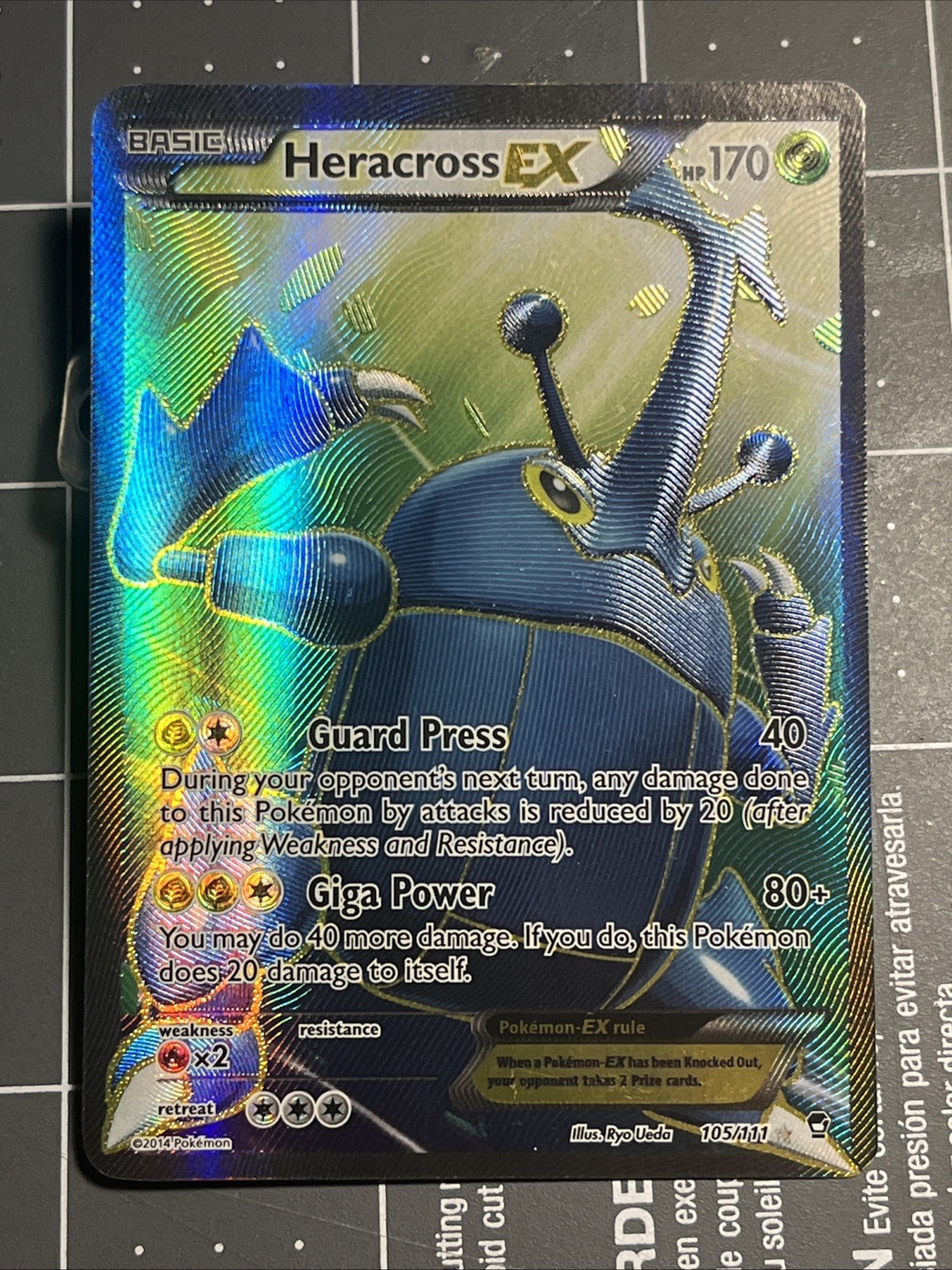 Pokemon Heracross EX 105/111 Furious Fists XY Full Art Ultra Rare Card LP