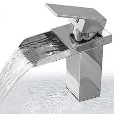 Chrome Waterfall Bathroom Sink Faucet 1 Hole Vanity Mixer Single Handle Faucet