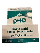 pH-D Feminine Health Support Boric Vaginal Suppositories, 12 Count Exp 08/2026