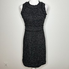 New MICHAEL Michael Kors Black Tweed Sleeveless Knee Length Sheath Dress Size 2