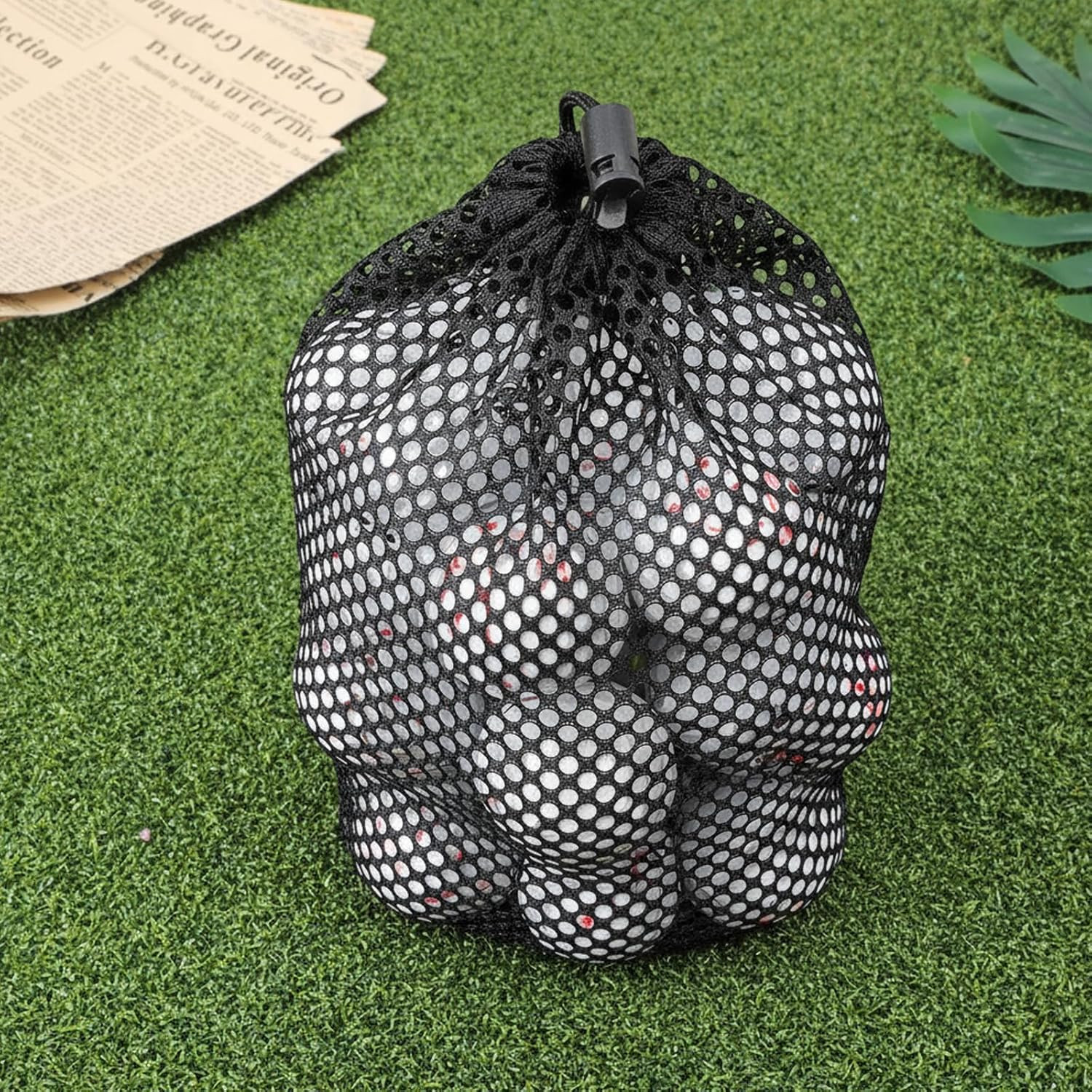 2 Pcs Golf Ball Bag Mesh Drawstring Bag Pouch Nylon Golf Ball Storage Mesh Bags