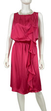 $1,325 Giorgio Armani NWT Fuchsia Silk Dress 10 US 46 IT M Ruffle Runway Auth