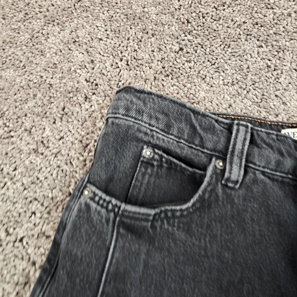 Jeans feminino Free People 28 preto perna larga cintura alta Old West desleixado 26x31 - Imagem 3 de 4