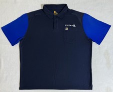 Mens Size XL United Airlines Blue Carhartt Polo Short Sleeve Shirt FREE SHIPPING