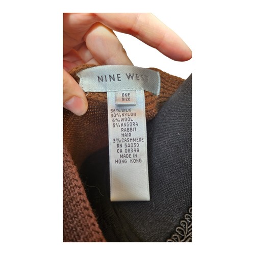 NINE WEST Poncho Brown Black Tan Color Block Women's One Size - Picture 5 of 6