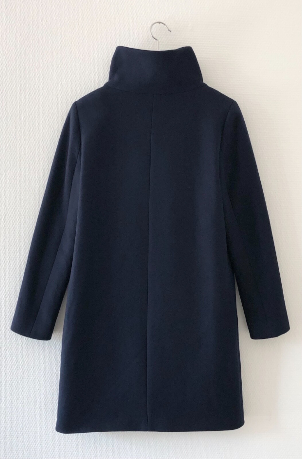 Hallhuber Wollmantel dunkelblau blau Stehkragen Mantel Wolle Übergang