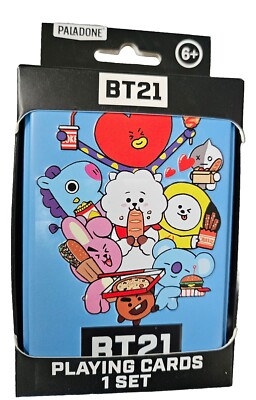 BTS BT21 Playing Cards in Tin Box NEW Shooky Mang Cooky Koya Tata RJ Chimmy Van