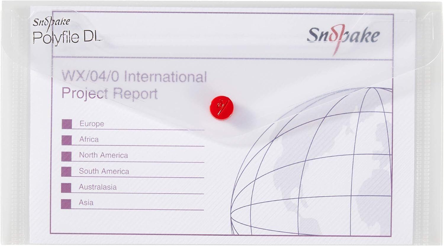 Бумажник-поппер Snopake DL из полифайла с застежкой на кнопке, прозрачный [Упаковка из 5 штук] Ref