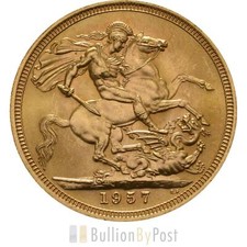 1957 Gold Sovereign - Elizabeth II Young Head