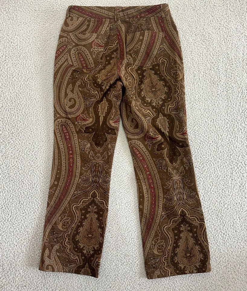 Vintage Lauren Ralph Lauren Corduroy Pants Womens Size 10P Brown Paisley Trouser - Image 2 of 4