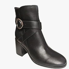 Nine West Needyou Black Side Zip Buckle Detail Block Heel Ankle Boots Size 7 New
