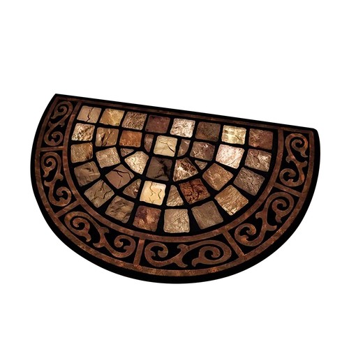American Retro Flower Brick Crystal Velvet Household Entrance Door Mat, Dirt - Picture 2 of 3