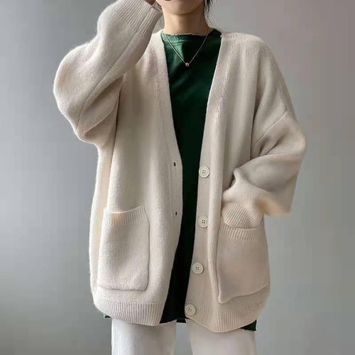 Warme Damen-Strickjacke Damen Langarm locker lässig geknöpft Mantel Oberbekleidung - Bild 9 von 18