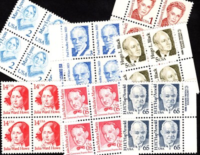 1986-1994 Your Choice GREAT AMERICANS Zip & USPS/Copyright Blocks! MNH US Stamps