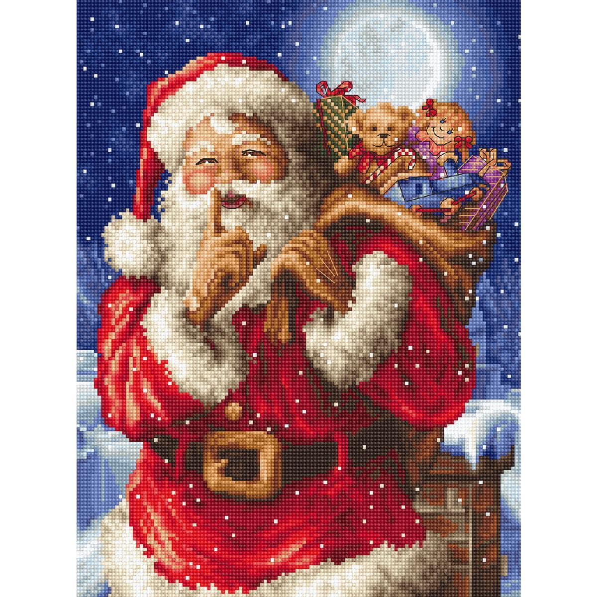 Letistitch counted cross stitch kit ""Santas secret"" 27x20cm, DIY
