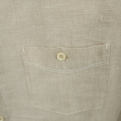 Tommy Bahama Shirt Mens Large Beige Button Up Linen Camp Lightweight Vacation - Picture 4 of 13