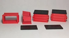 (5) - Red Garbage Trash Dumpster w/Lid Scale Toy Diorama Accessory 1:64 Set
